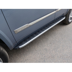 Пороги алюминиевые с пластиковой накладкой (карбон серебро) 1920 мм Cadillac Escalade 2015