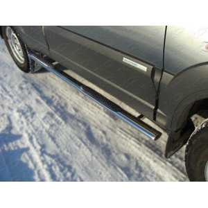 Пороги овальные с накладкой 75х42 мм Chevrolet Niva (Bertone Edition) 2011-