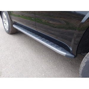Пороги алюминиевые с пластиковой накладкой (карбон серые) 1920 мм Chevrolet Tahoe 2016-