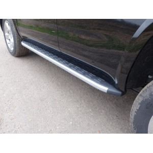 Пороги алюминиевые с пластиковой накладкой (карбон серебро) 1920 мм Chevrolet Tahoe 2016-
