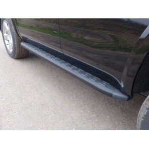Пороги алюминиевые с пластиковой накладкой (карбон черные) 1920 мм Chevrolet Tahoe 2016-