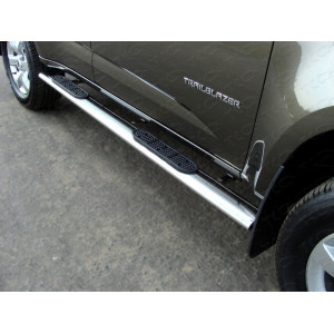 Пороги овальные с накладкой 120х60 мм Chevrolet Trailblazer 2013-
