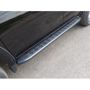 Пороги алюминиевые с пластиковой накладкой (карбон серые) 1820 мм Fiat Fullback 2016-