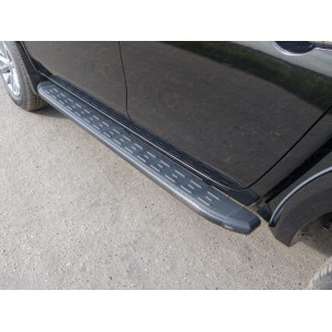 Пороги алюминиевые с пластиковой накладкой (карбон черные) 1820 мм Fiat Fullback 2016-