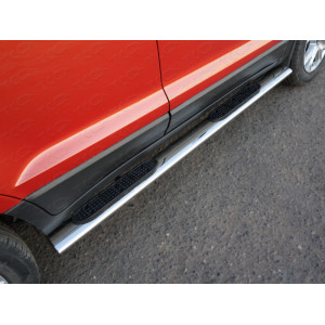 Пороги овальные с накладкой 120х60 мм Ford EcoSport 2014-