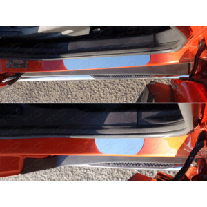 Накладки на пороги (лист зеркальный) Ford EcoSport 2014-