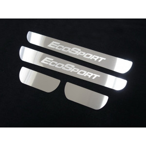 Накладки на пороги (лист зеркальный надпись EcoSport) Ford EcoSport 2014-