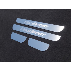Накладки на пороги (лист шлифованный надпись EcoSport) Ford EcoSport 2014- 