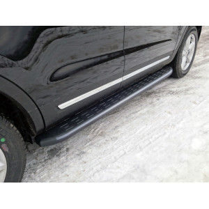 Пороги алюминиевые с пластиковой накладкой (карбон черные) 1920 мм Ford Explorer 2016-2017