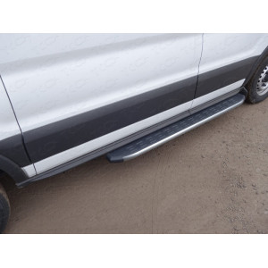 Порог алюминиевый с пластиковой накладкой (карбон серые) 1720 мм (правый) Ford Transit 2016-