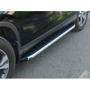 Пороги алюминиевые с пластиковой накладкой (1720 из 2-х мест) Honda CR-V 2012-2015 двг.2.0