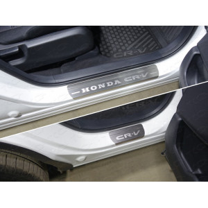 Накладки на пороги (лист шлифованный надпись Honda CR-V) 4шт Honda CR-V 2017-