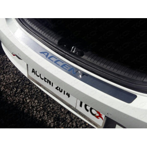 Накладка на задний бампер (лист шлифованный надпись Accent) Hyundai Accent 2014-2017