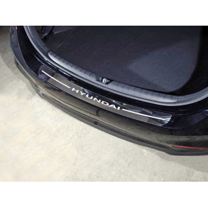 Накладка на задний бампер (лист зеркальный надпись Hyundai) Hyundai Accent 2017-
