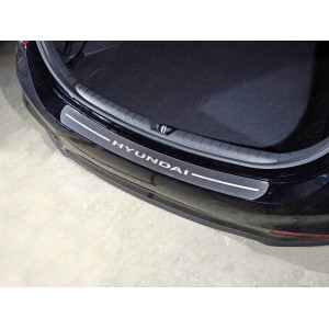 Накладка на задний бампер (лист шлифованный надпись Hyundai) Hyundai Accent 2017-