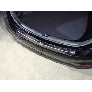 Накладка на задний бампер (лист зеркальный логотип Hyundai) Hyundai Accent 2017-
