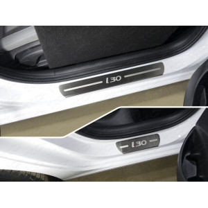 Накладки на пороги (лист шлифованный надпись I30) 4шт Hyundai i30 2017-