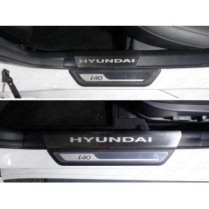 Накладки на пороги внутренние (лист шлифованный надпись Hyundai) Hyundai i40 2011-2018