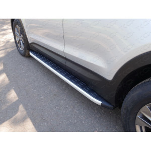 Пороги алюминиевые с пластиковой накладкой (1820 из 2-х мест) Hyundai Santa Fe (DM) 2012-2018