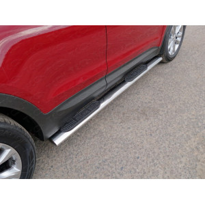 Пороги овальные с накладкой 120х60 мм Hyundai Santa Fe Premium (DM) 2015-2018