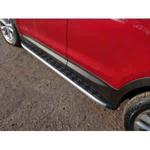 Пороги алюминиевые с пластиковой накладкой 1820 мм Hyundai Santa Fe Premium (DM) 2015-2018