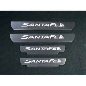 Накладки на пороги (лист шлифованный надпись Santa Fe) 4шт Hyundai Santa Fe (TM) 2018-
