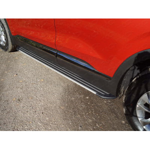 Пороги алюминиевые "Slim Line Silver" 1820 мм Hyundai Santa Fe (TM) 2018-