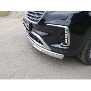 Защита передняя нижняя (овальная с ДХО) 75х42 мм Hyundai Santa Fe Grand 2016-