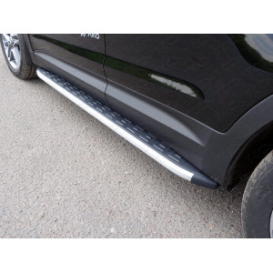 Пороги алюминиевые с пластиковой накладкой 1820 мм  Hyundai Santa Fe Grand 2016-