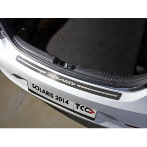Накладка на задний бампер (лист шлифованный с надписью Solaris) (только хетчбэк) Hyundai Solaris 2014-2017
