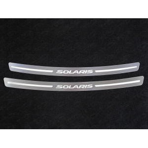 Накладка на задний бампер (лист шлифованный надпись Solaris) (только седан) Hyundai Solaris (седан/хетчбэк) 2014-2017