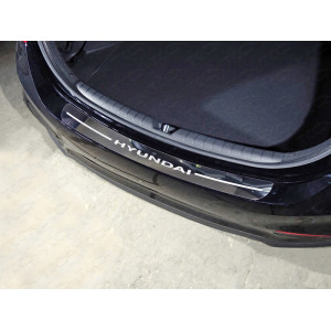 Накладка на задний бампер (лист зеркальный надпись Hyundai) Hyundai Solaris 2 (седан) 2017-