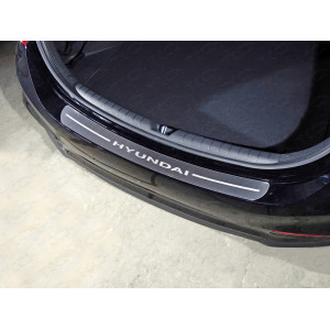 Накладка на задний бампер (лист шлифованный надпись Hyundai) Hyundai Solaris 2 (седан) 2017-