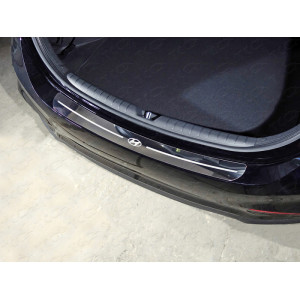 Накладка на задний бампер (лист зеркальный логотип Hyundai) Hyundai Solaris 2 (седан) 2017-