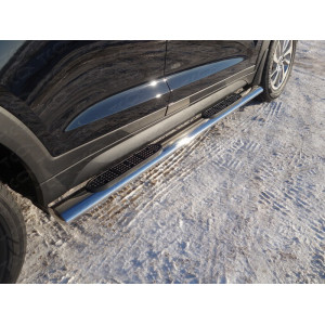 Пороги овальные с накладкой 120х60 мм Hyundai Tucson 2015-2018