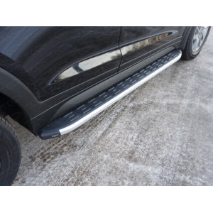 Пороги алюминиевые с пластиковой накладкой 1720 мм Hyundai Tucson 2015-2018