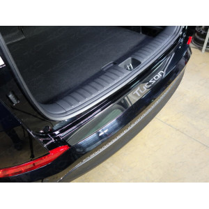 Накладка на задний бампер (лист зеркальный надпись Tucson) Hyundai Tucson 2015-2018