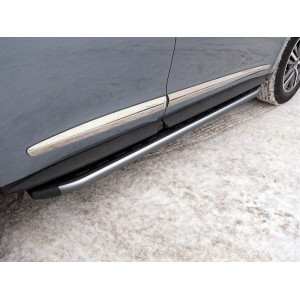 Пороги алюминиевые с пластиковой накладкой (карбон серые) 1820 мм Infiniti QX 60 2016-