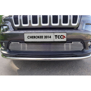 Решетка радиатора 12 мм Jeep Cherokee (Sport, Longitude, Limited) 2014-