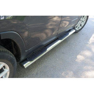 Пороги овальные с накладкой 120х60 мм Jeep Cherokee (Sport, Longitude, Limited) 2014-