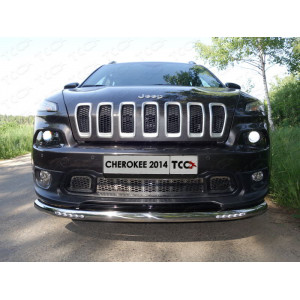 Защита передняя нижняя (с ходовыми огнями) 60,3 мм Jeep Cherokee (Sport, Longitude, Limited) 2014-