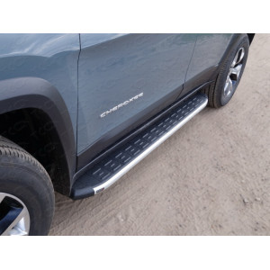 Пороги алюминиевые с пластиковой накладкой (1720 из 2-х мест) Jeep Cherokee (Trailhawk) 2014-