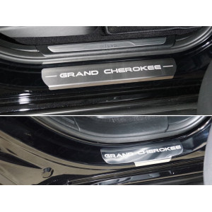 Накладки на пороги (лист шлифованный надпись Grand Cherokee) 4шт Jeep Grand Cherokee 2017-