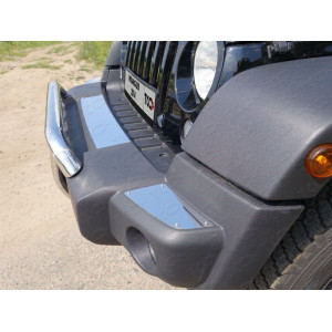 Накладки на передний бампер (шлифованные) (комплект 3шт.) Jeep Wrangler 3D (3.6, JK) 2006-2018