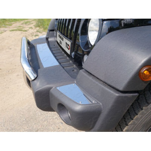 Накладки на передний бампер (зеркальные) (комплект 3 шт.) Jeep Wrangler 5D (3.6, JK) 2006-2018
